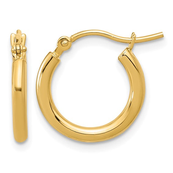 2x15mm 14KY Hoop Earrings