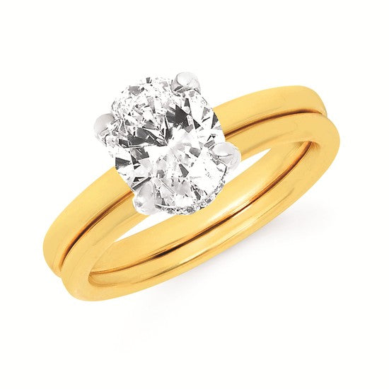 Hidden Halo .08 Ctw. Diamond Semi Mount Shown With 2 Ct. Oval Center Diamond In 14KY Gold
