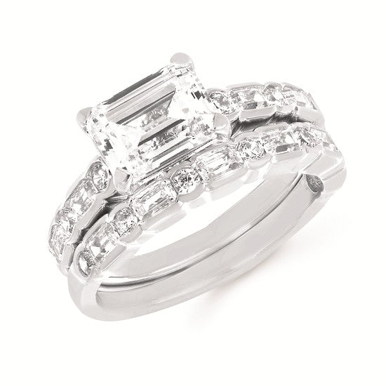 1/2 Ctw. Diamond Semi Mount shown with 1 1/2 Ct. Emerald Center Diamond in 14KW Gold