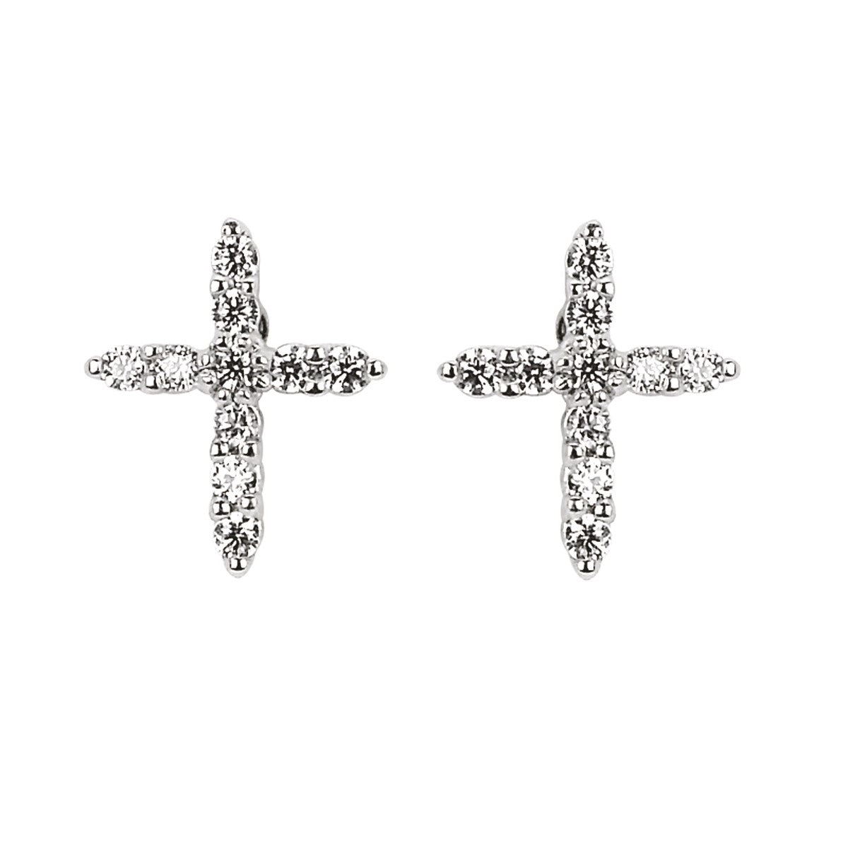 1/8 Ctw. Diamond Cross Earrings In 14K Yellow Gold