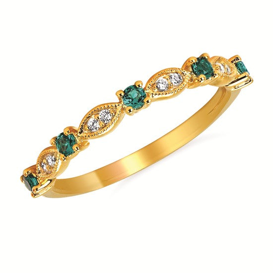 1/4 Tgw. Emerald And Diamond Fashion Ring In 14K Yellow Gold (Includes .05 Ctw. Diamonds)