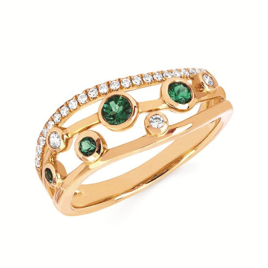 1/2 Tgw. Emerald And Diamond Fashion Ring In 14KY Gold (Includes 1/6 Ctw. Diamonds)