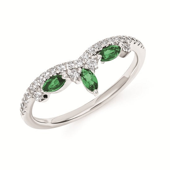 1/2 Tgw. Diamond & Emerald Band In 14K Yellow Gold