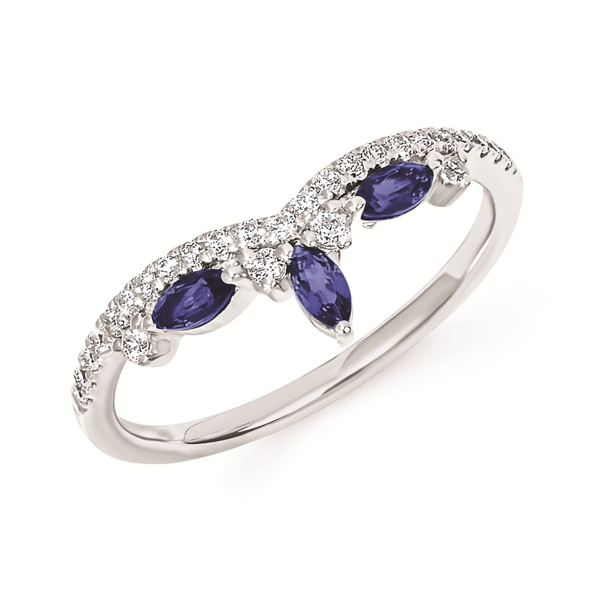 1/2 Tgw. Diamond & Sapphire Band In 14K Gold