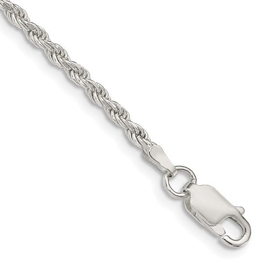 Sterling 2.25MM D/C Rope Bracelet 7"