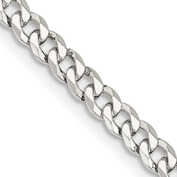 Sterling 4MM Beveled Curb Chain 8"