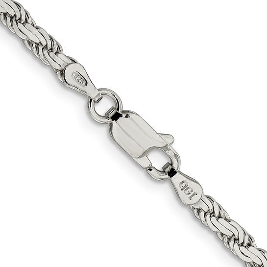 24" Sterling Silver 3.1mm Flat Rope Chain
