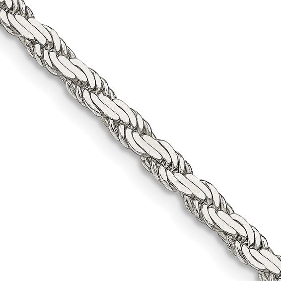 24" Sterling Silver 3.1mm Flat Rope Chain