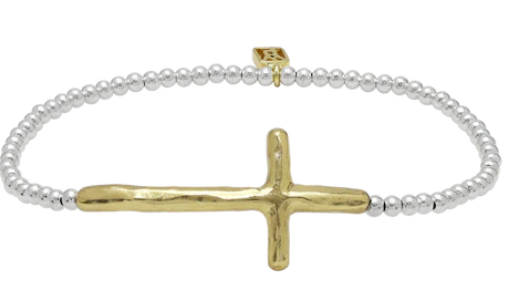 Faith Cross Mini Ball Stretch Bracelet