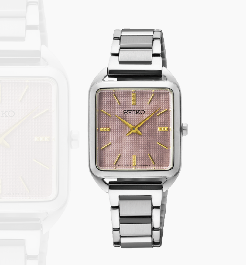 Essentials SS Quartz Mauve Pink Dial