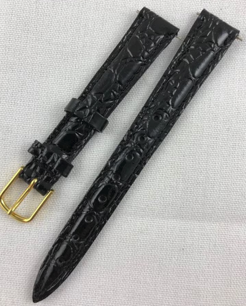 13MM Strap Genuine Padded Crocodile Black