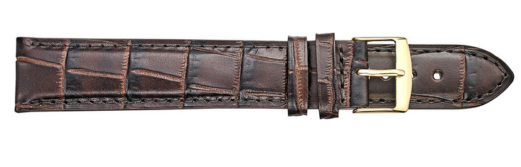 Fleurus Extra Long Alligator Embossed Leather Watchband 384XL ( men's 135mm X 93mm Extra Long length )