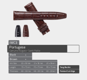 22MM Black Alligator (Fits IWC3 Portuguese Blk Alligator)