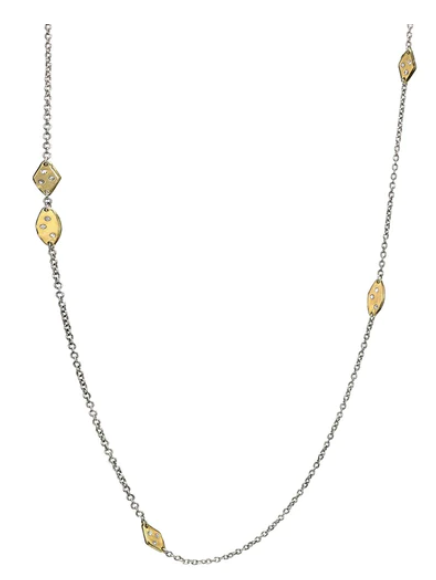 Oval Star Scatter Chain - Sterling Silver & Brass - 20"
