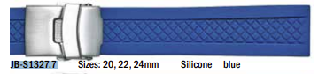 Blue Silicone 24MM with white trifold clasp