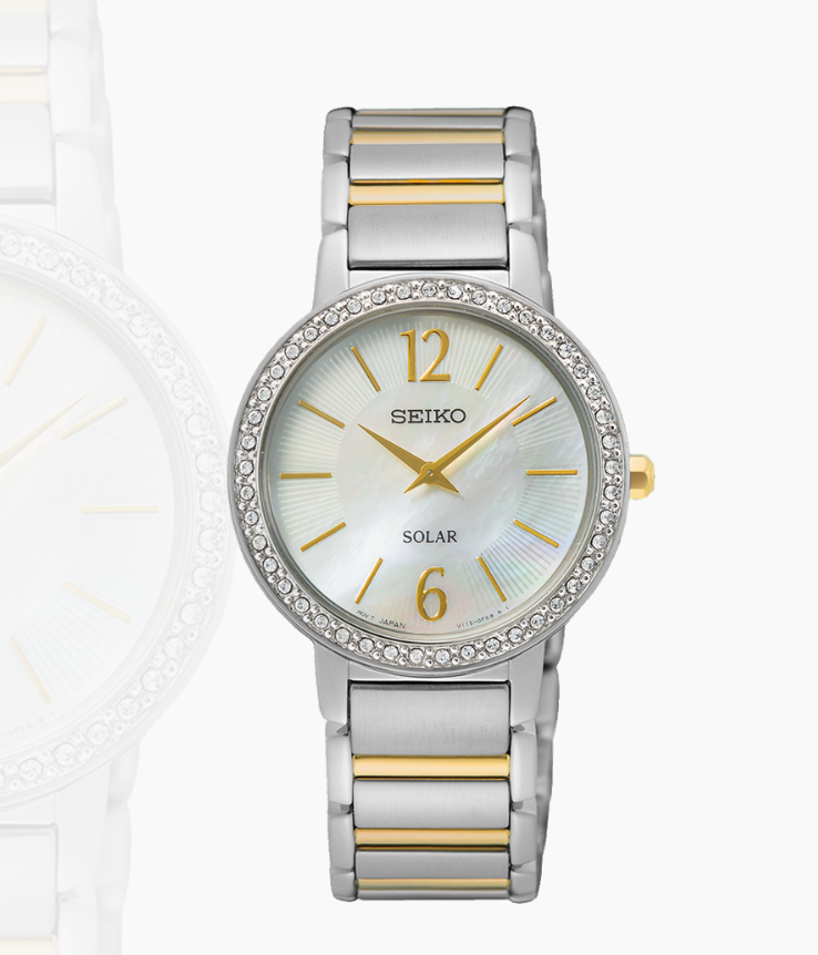 Essentials Crystal SS TT Solar Mother of Pearl Dial