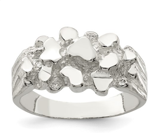 SS Mens Nugget Ring-Sz 11