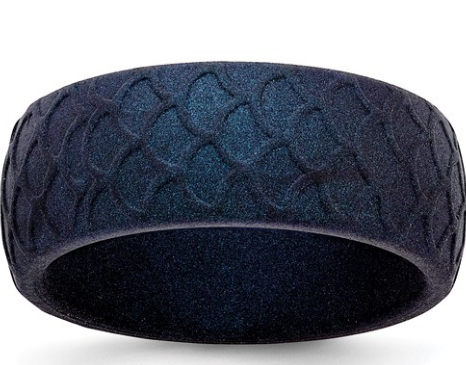 Silicone Dk Blue 8.7mm Fish Scale Band-Sz 11