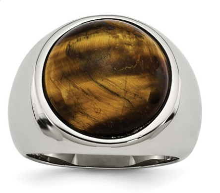 Stainless Steel Tiger's Eye Ring-Sz 11