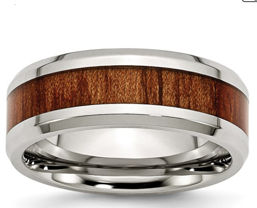 Stainless Steel Polished Red/Orange Koa Wood Enamel