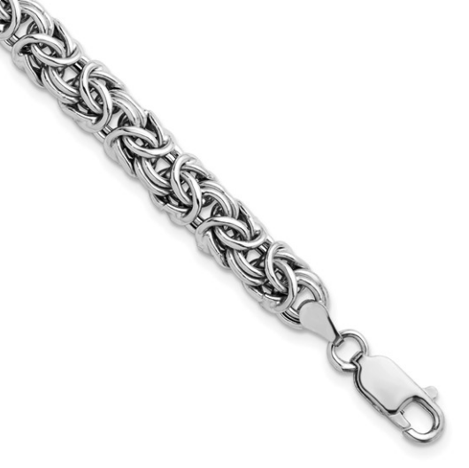 Sterling 7.5mm Hollow Byzantine 7.5"