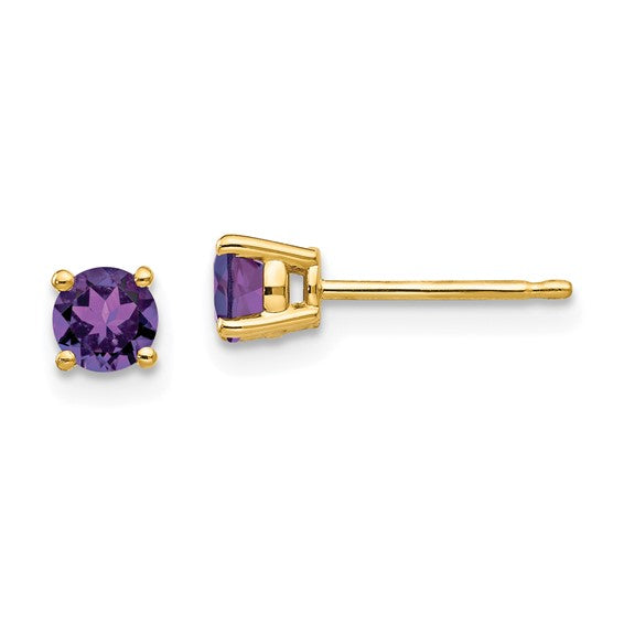 14KY 4MM Amethyst Stud Earrings