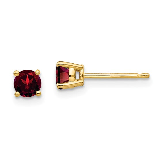 14KY 4MM Garnet Stud Earrings