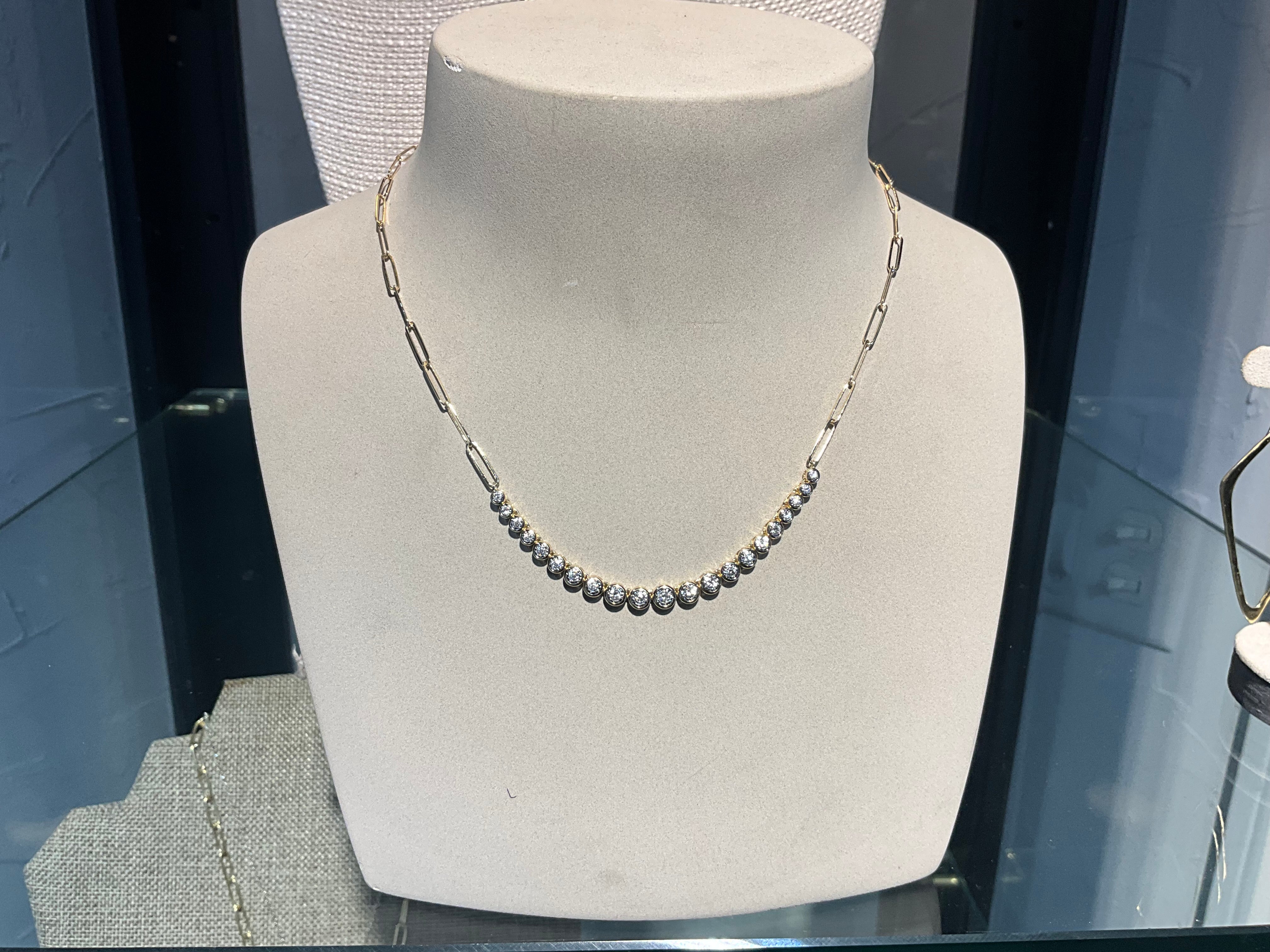 14KY .55CT DIA BEZEL SET LINK CHAIN GRADUATED