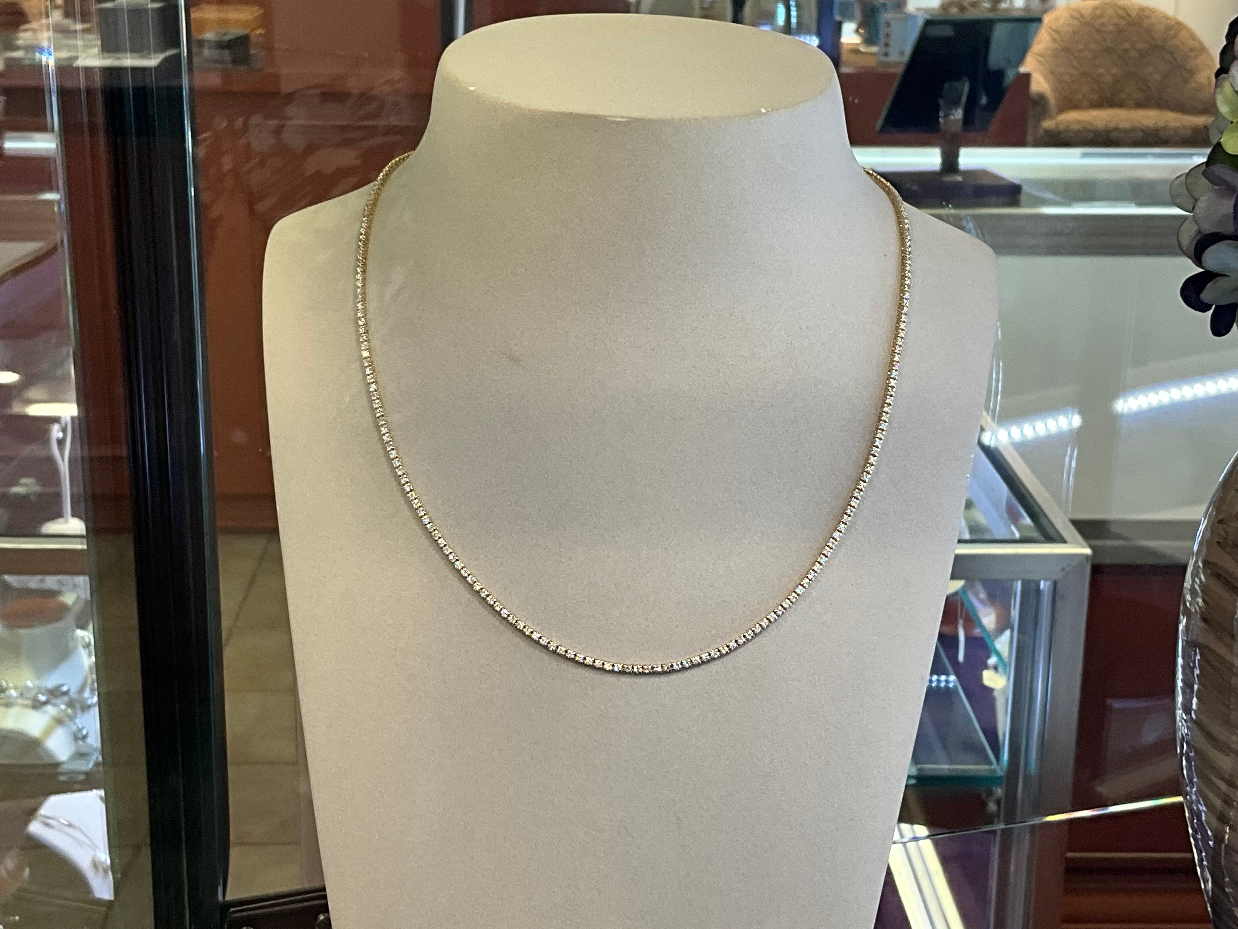 14KY 3CT Diamond Tennis Necklace