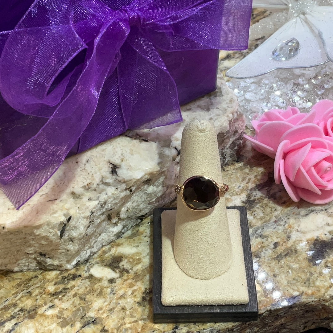 18KY Cognac Quartz w/Diamonds