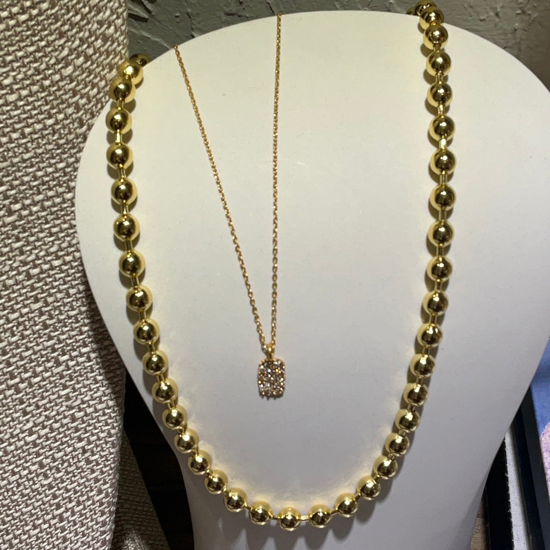 Foundry Ball Necklace - Gold Plate - 18"