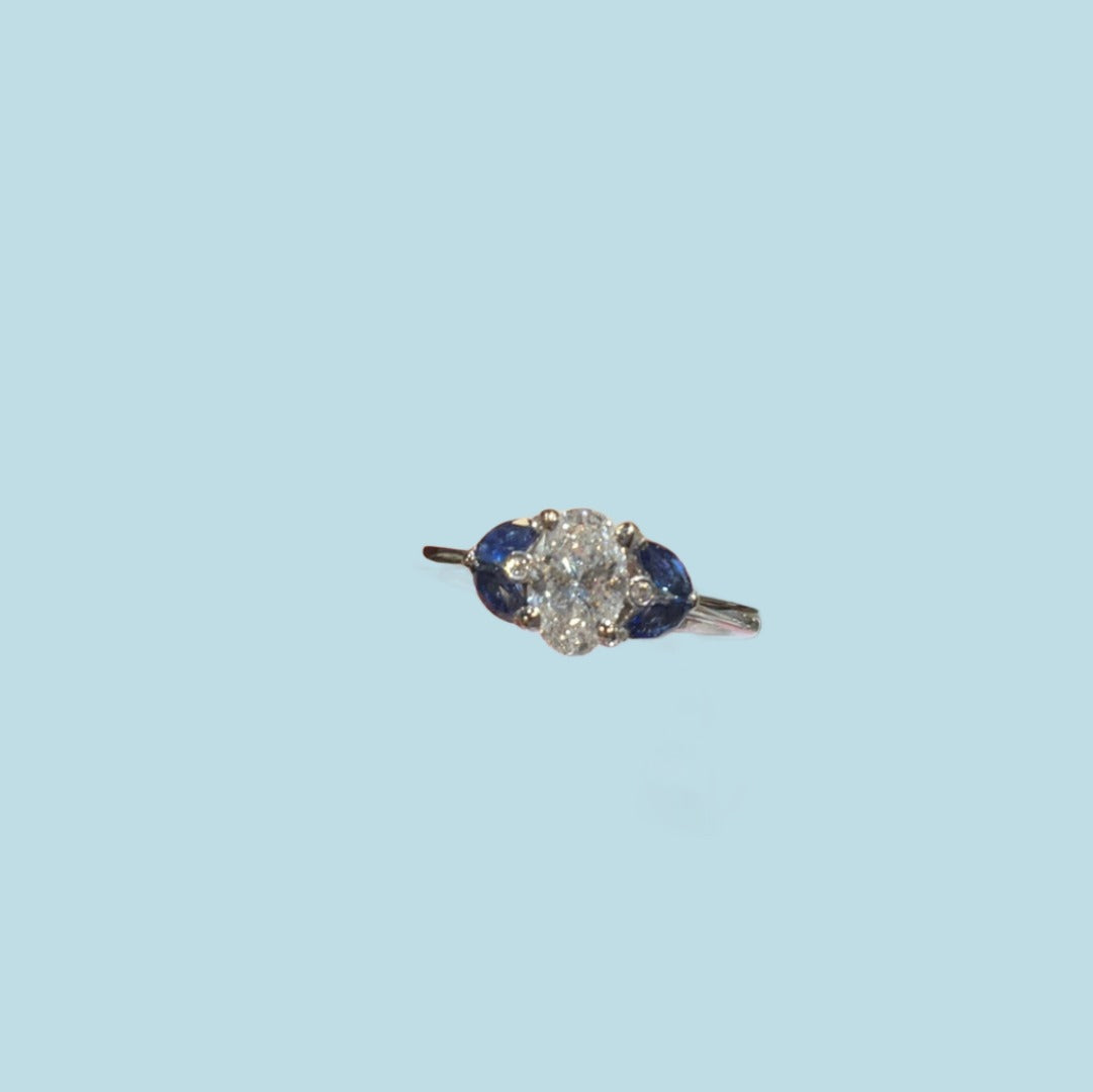 14k WG .80 Oval w/ Sapphire Ring