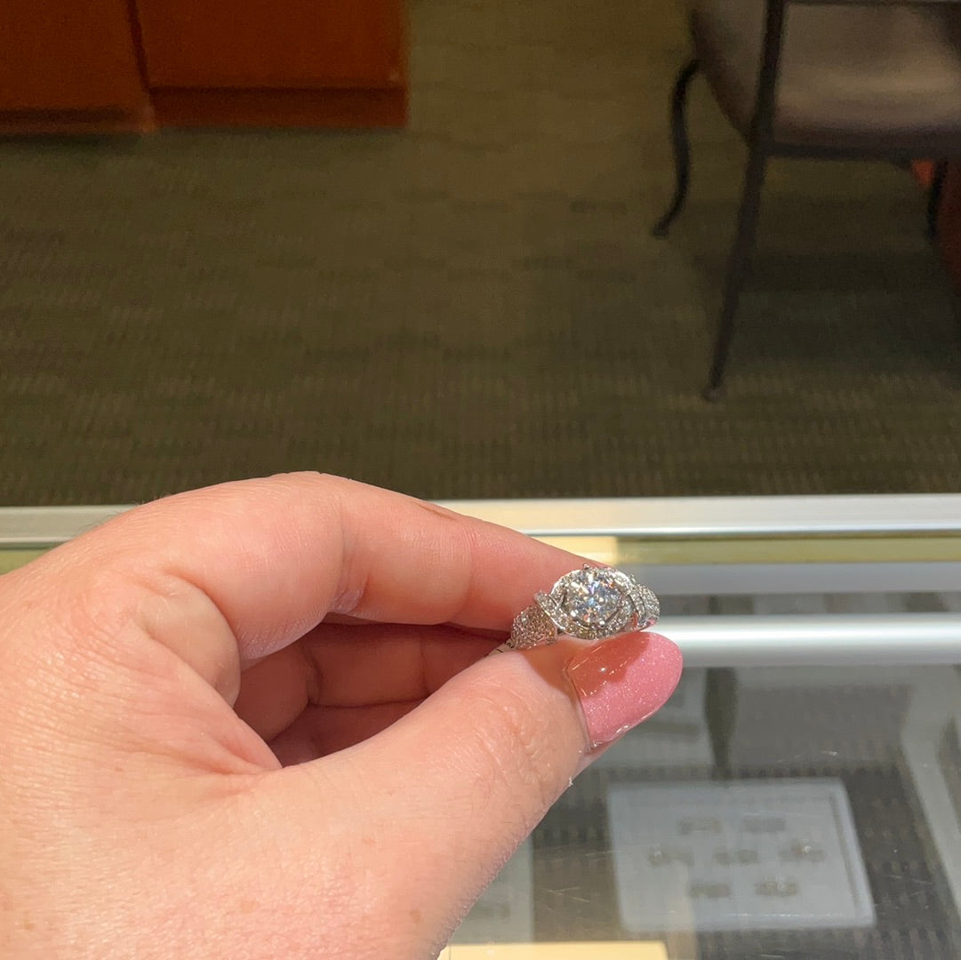 18ky .79ctw Halo Bridal Ring