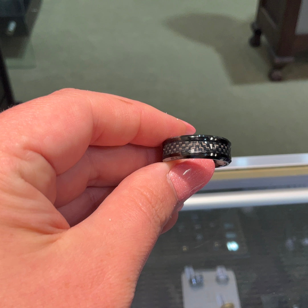 Blk Ti 8mm Carbon-Fiber Bevele-10