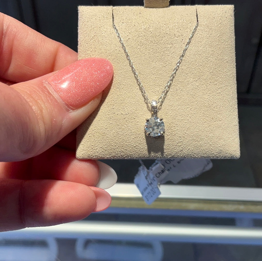 14kw Diamond Necklace .07 CT/ .88CT Bezel