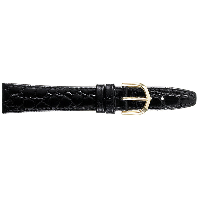 14MM Long Black Croco Grain
